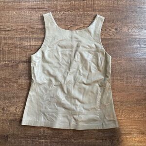 NWOT Banana Republic Women’s Sleeveless Genuine Leather Top Gray Taupe Size 10